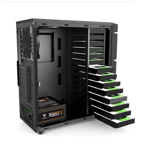 pc case with multiple drive bays .